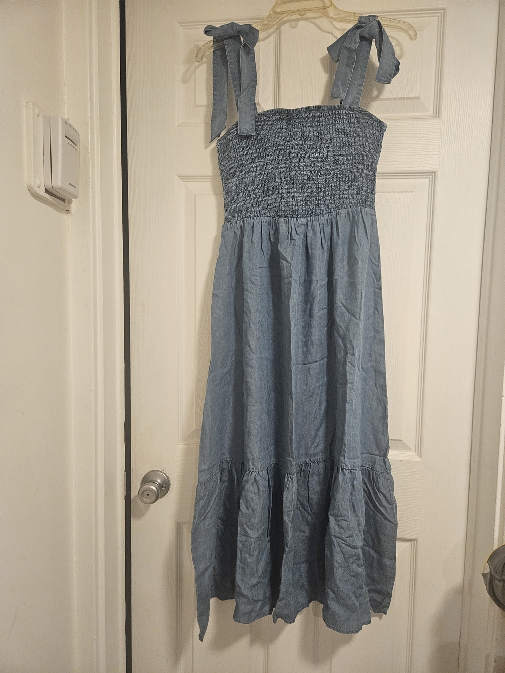 Blu Pepper Light Blue Smocked Maxi Dress with Tie Straps